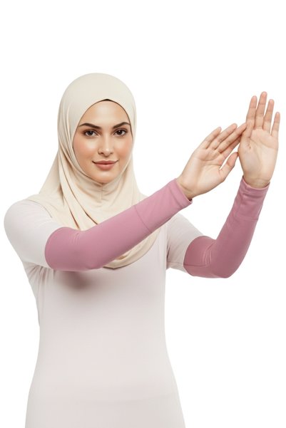 Altobeh Mânecă de rugăciune practică cu nasturi, din bumbac pieptănat, pentru hijab - Roz închis