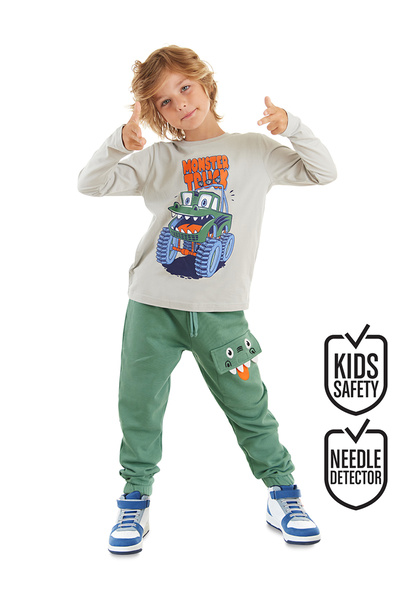 Denokids Set de tricou și pantaloni Truck Monster pentru băieți - Buzunar Det...