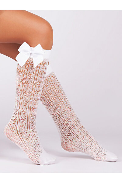 Denokids Дънки с дантела за момичета, високи до коляното, бели