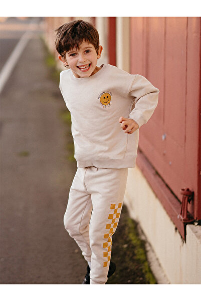 Antebies Beige Yellow Long Sleeve Boys' Sweatshirt