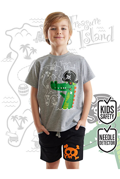 Denokids Set de pantaloni scurți de tricou pentru băiat cu crocodil pirat