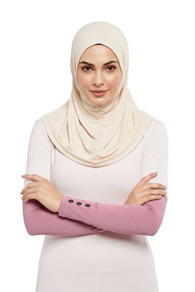 Altobeh Düğmeli Pratik Tesettür Kolluk Penye Namaz Kolluğu - Koyu Pembe