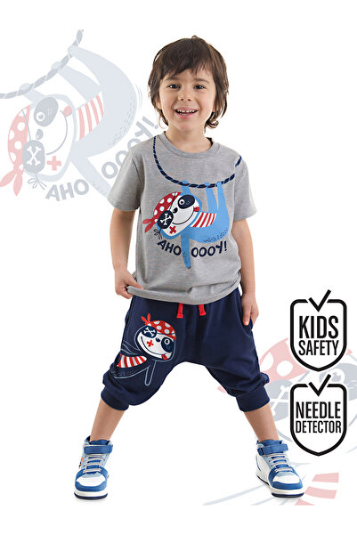 Denokids Boy's Summer T-shirt and Capri Set - Lazy Animal Pattern