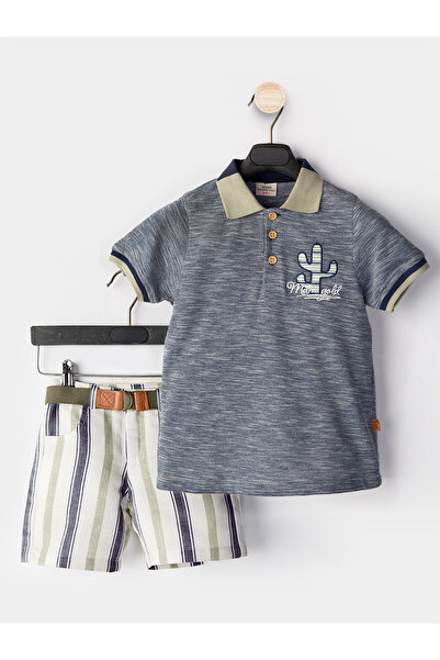 Midimod Set de 3 piese pentru bebelusi, camasa, pantaloni scurti, curea