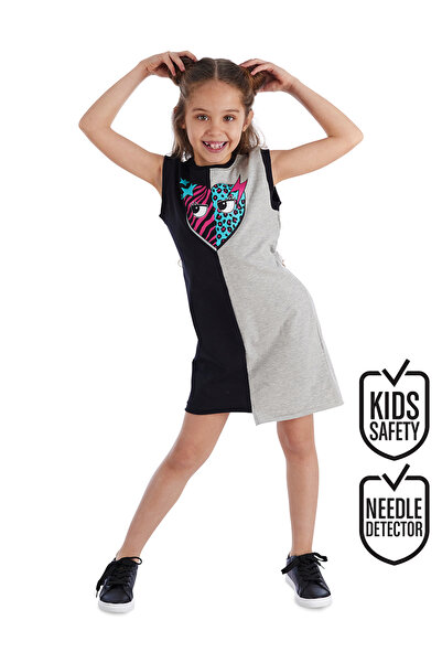 MSHB&G Κοριτσίστικο καλοκαιρινό φόρεμα - Star Leo, Μαύρο Γκρι