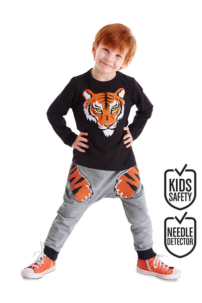 Denokids Set de tricou și pantaloni de iarnă cu gheare de tigre pentru băiat