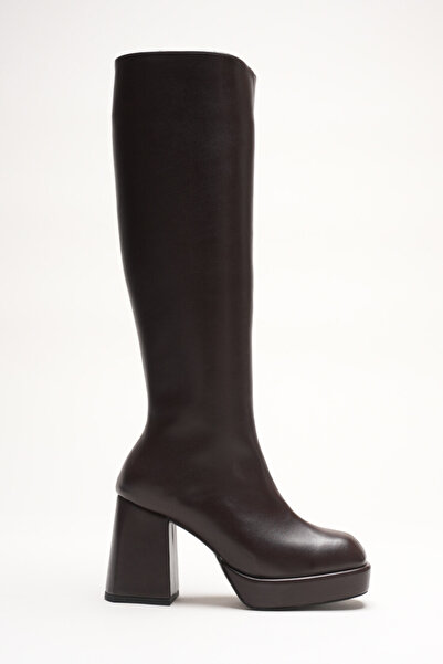 Ayakkabı Ateşi Cizme cu platformă cu toc gros pentru femei Ulrika piele maro