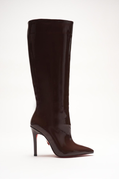 Ayakkabı Ateşi Дамски ботуши с остри върхове, без цип, с тънки токове, под ко...