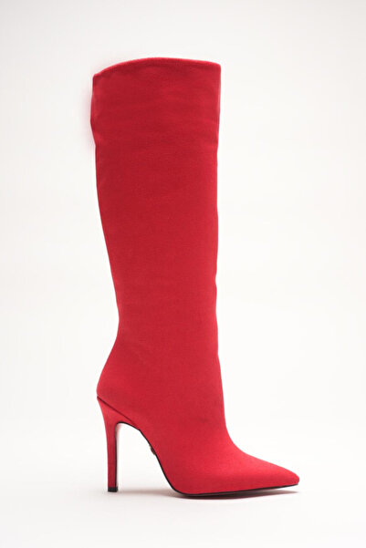 Ayakkabı Ateşi Дамски ботуши до коляното с остри върхове, без цип и тънък ток...