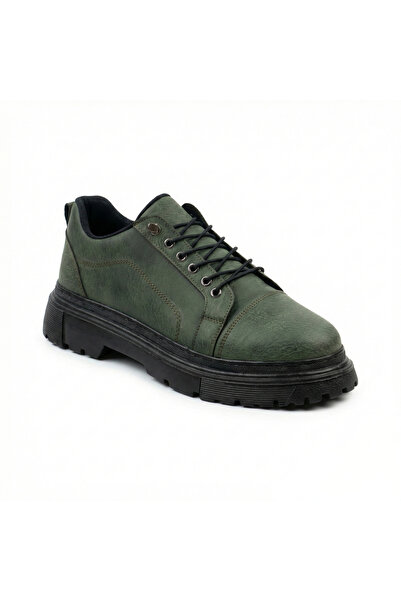 BESKAR Khaki Green Smart Lace-Up Men's Sports Shoes - High-Sole Practical Sne...