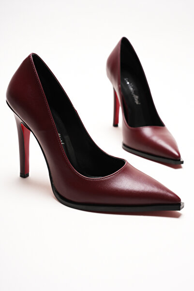 Ayakkabı Ateşi Pantofi cu toc stiletto din piele burgundy cu vârf ascuțit Roc...