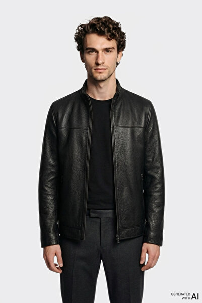 Elle Shoes Siyah Deri Erkek Ceket