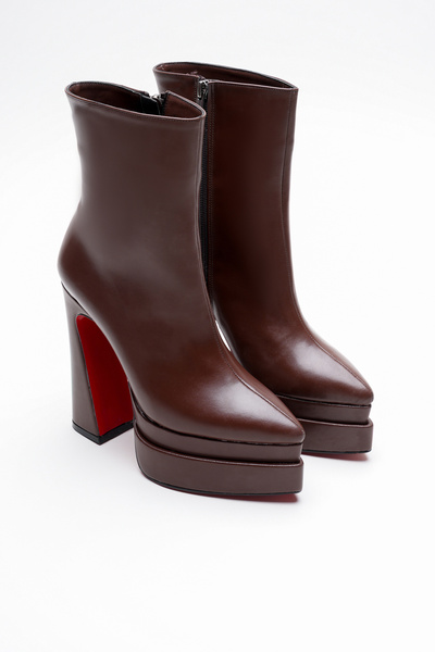 Ayakkabı Ateşi Cizme cu toc înalt cu platformă pentru femei Mojo piele maro