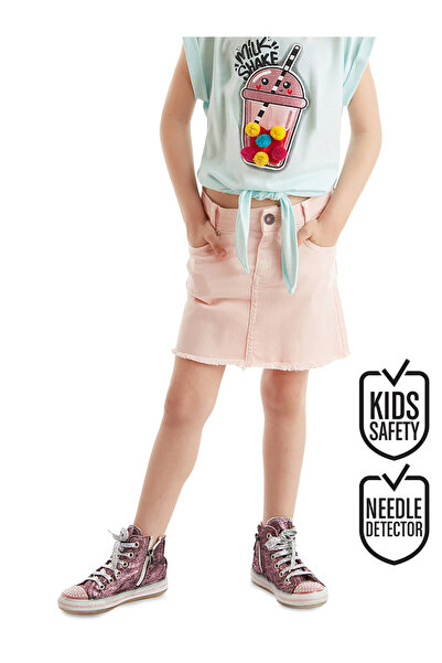 Denokids Розова дънкова мини пола за момичета