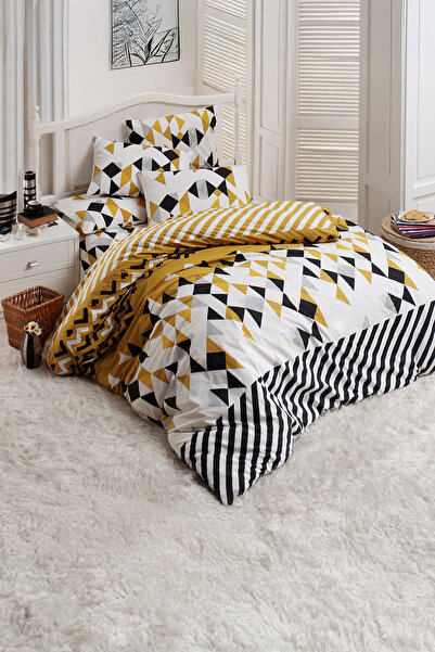 DemoHome Double king size bed linen set ranforce PUZZLE IN MOTION white - fit...