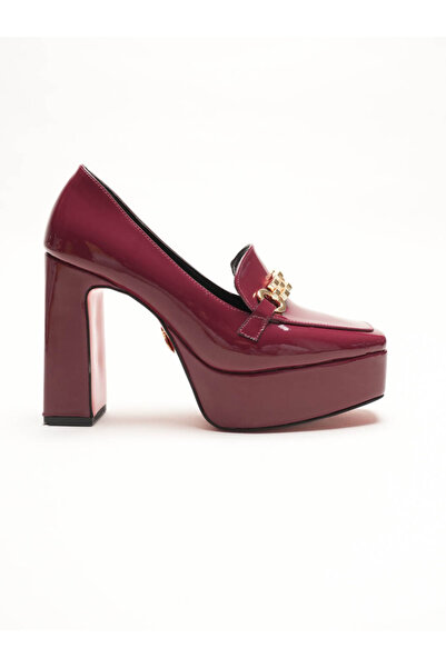 Ayakkabı Ateşi Pantofi de damă cu toc mediu, cu platformă din piele lacuită, ...