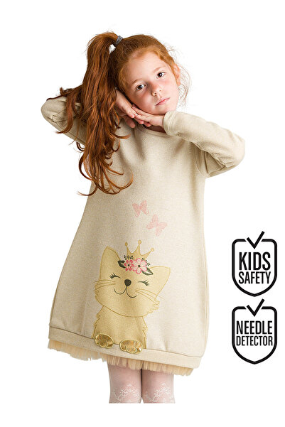 MSHB&G Γυαλιστερό κοριτσίστικο φόρεμα Cat Dream Cat Gold Dore