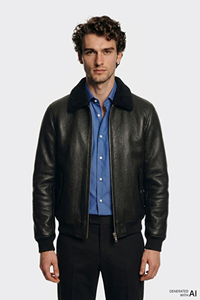 Elle Shoes Siyah Deri Erkek Ceket