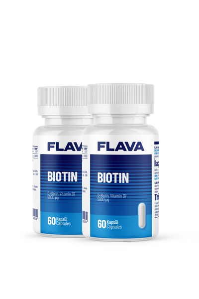 FLAVA Biotin 5000mcg - 60 Kapsül X 2 Adet
