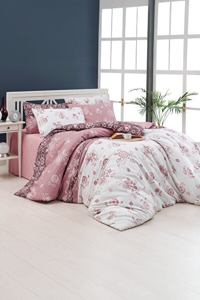 DemoHome Double bed linen set ranforce cotton TRADITIONAL FLOWER pink - fitte...