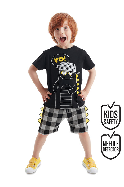 Denokids Set de pantaloni scurți de tricou Yo Dino pentru băieți