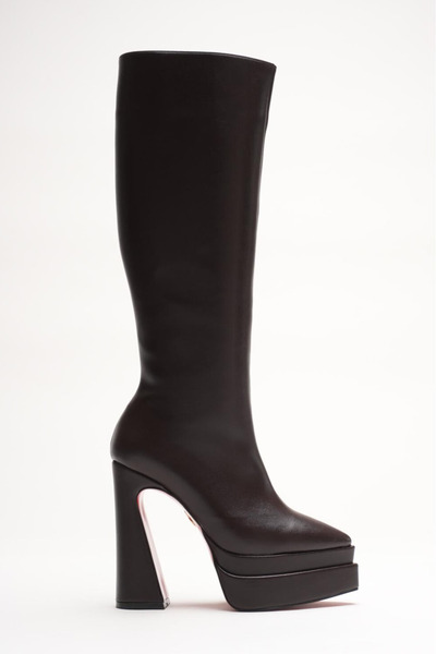 Ayakkabı Ateşi Γυναικείες μπότες με ψηλό τακούνι με διπλή πλατφόρμα με μυτερή...