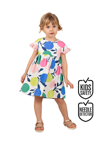 MSHB&G Rochie de vară pentru fete din popelin - Volană portocalie