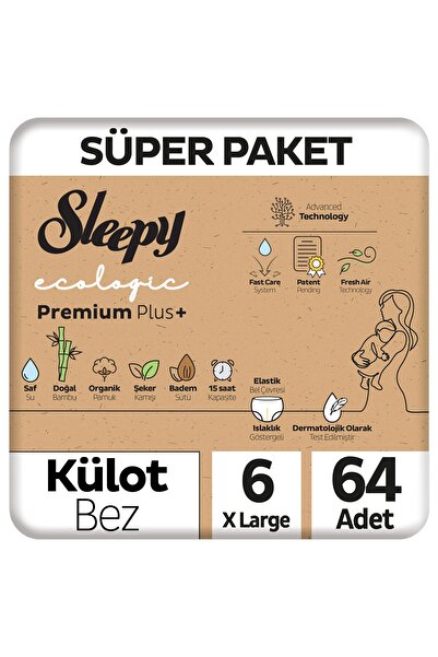 Sleepy Ecologic Premium Plus Süper Paket Külot Bez 6 Numara Xlarge 64 Adet