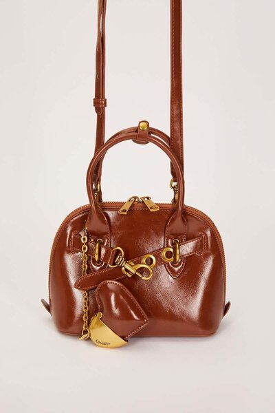 Levidor Camel Gold Metal Ring Handbag