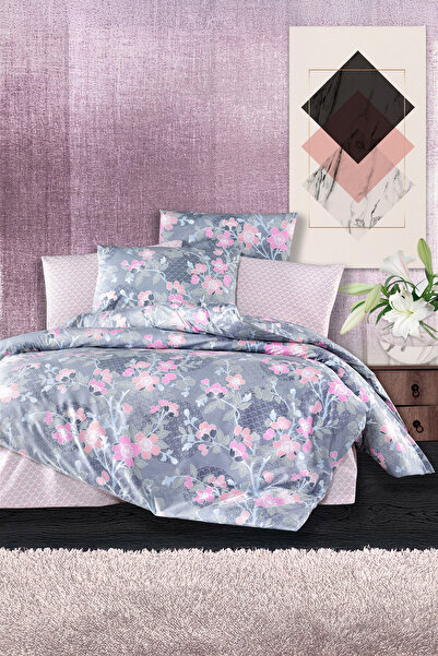 DemoHome Double king size bed linen set ranforce cotton FLOARE DE AMURG grey ...