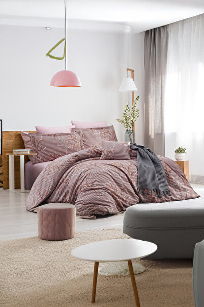 DemoHome Double bed linen set made of satin cotton with pattern - fitted shee...