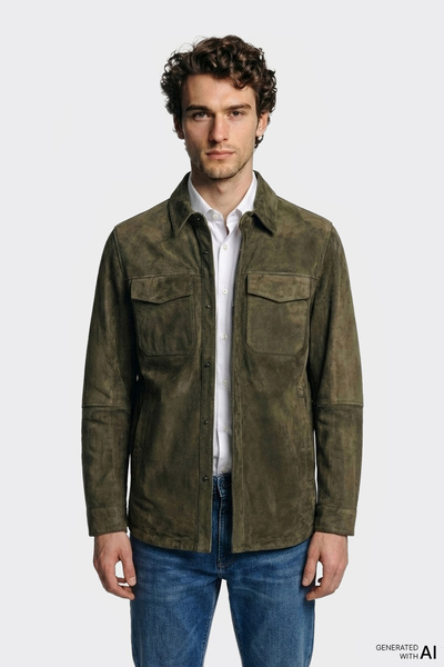 Elle Shoes Haki Deri Erkek Ceket