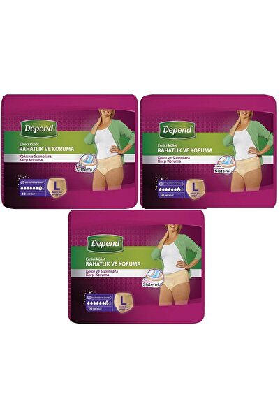 Depend Emici Külot Hasta Bezi Large - Büyük Kadın 30 Adet (3PK*10)