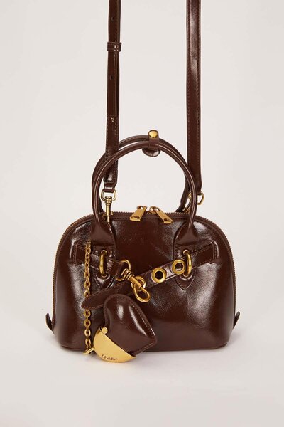 Levidor Dark Brown Gold Metal Ring Handbag