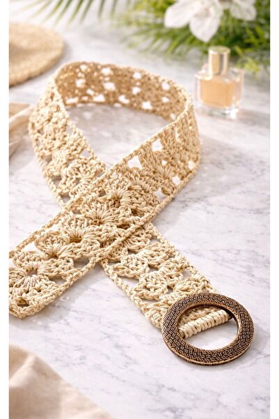 PİNKBAG حزام من القش مصنوع يدويًا