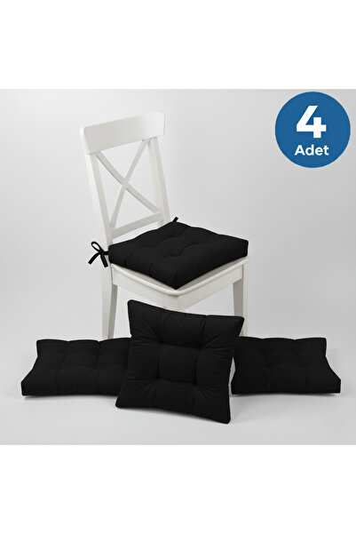 ALTINPAMUK 4-х комплект чорних пухких подушок для стільців із спеціальним шво...