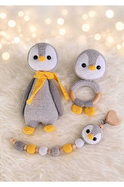 kelebeginruyasihobievi Amigruumi Sarı Atkılı Uyku Arkadaşı Penguen, Çıngırak ...