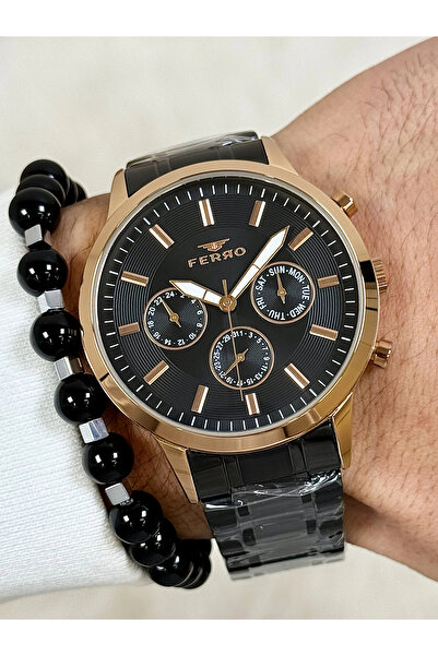 FERRO Siyah Çelik Kordon Erkek Kol Saati FM11145A-R