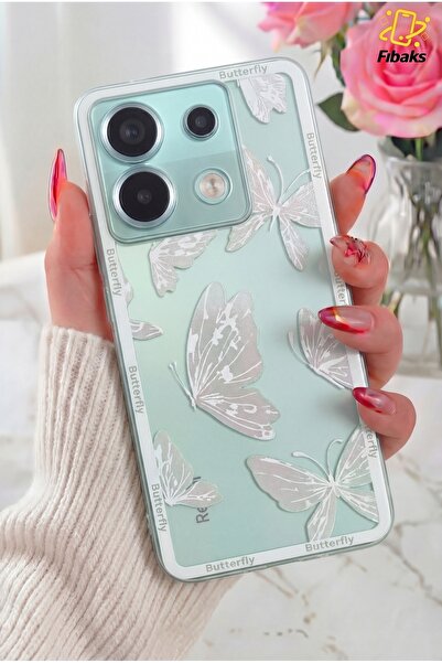 Fibaks حافظة لهاتف Redmi Note 13 Pro 5G، غطاء ناعم بتصميم فراشة شفاف مع حماية...