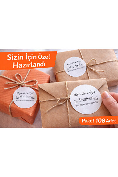Sticker Kuşe Yuvarlak Kesim Sizin Için Özel Hazırlandı Mutlu Günlerde Kullanılm (3,7X3,7CM) 108 Adet