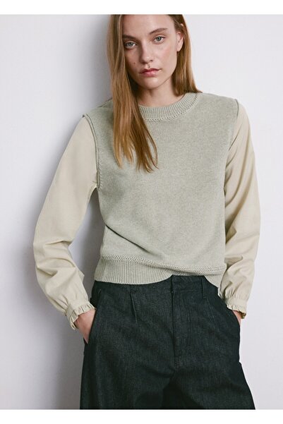 MANGO Woman Kombine örgü desenli kazak