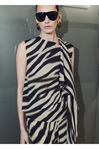 MANGO Woman Desenli fularlı bluz