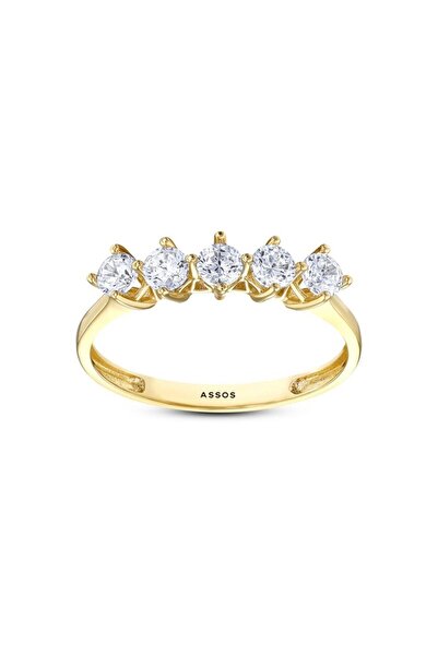 Assos Pırlanta Altın Beştaş Yüzük - 14K