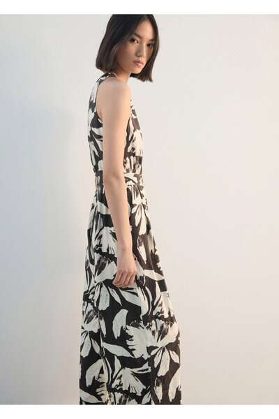 MANGO Woman Desenli kemerli crop tulum