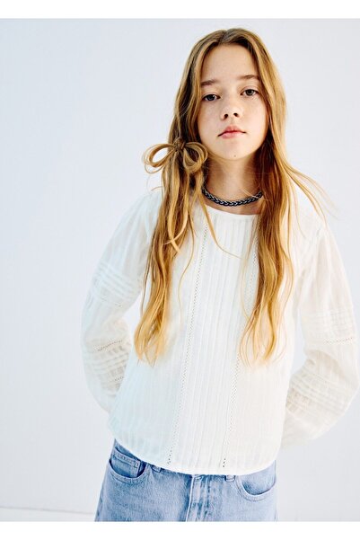 MANGO Kids İşlemeli pamuklu bluz