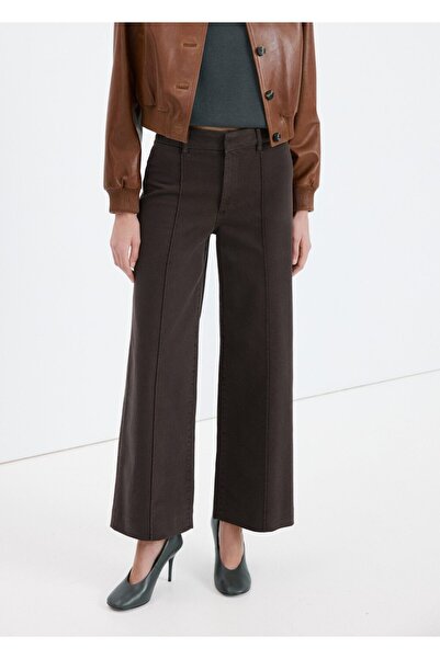 MANGO Woman Yüksek belli dikişli wideleg jean pantolon