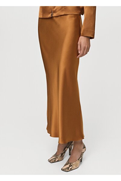 MANGO Woman Saten midi etek