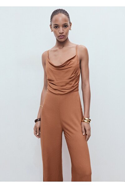 MANGO Woman Uzun dökümlü yaka tulum