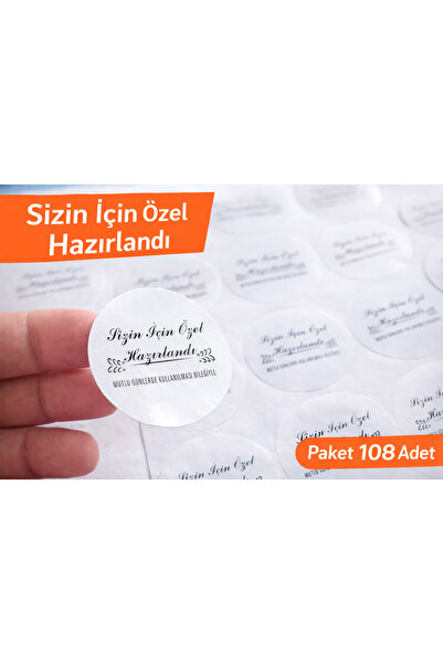 EcoNest Sticker Kuşe Yuvarlak Kesim Sizin Için Özel Hazırlandı Mutlu Günlerde Kullanılm (3,7X3,7CM) 108 Adet