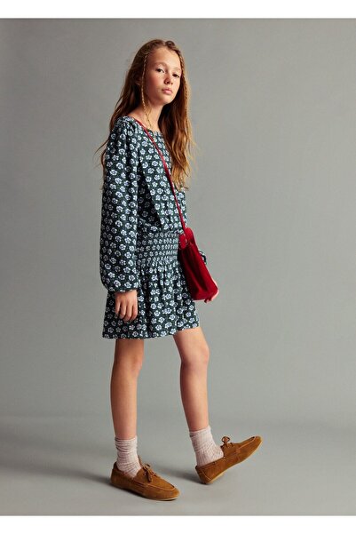 MANGO Kids Büzgülü çiçekli elbise